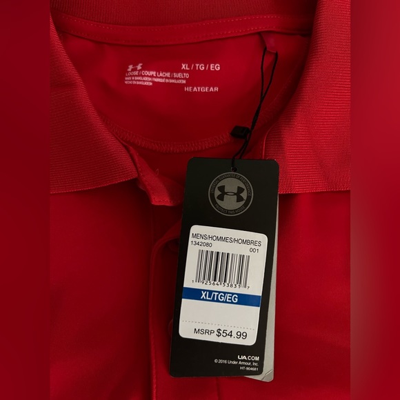 NWT Red Under Armour Golf Shirt - Picture 4 of 5
